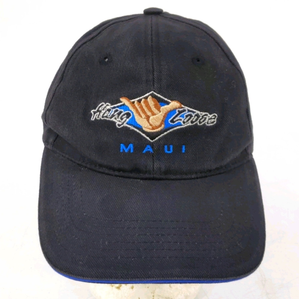 Vintage Hang Loose Maui Hawaii Black Hat Cap